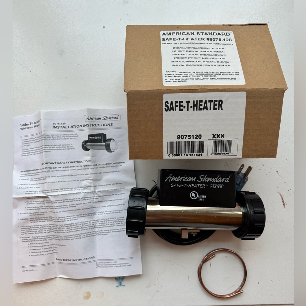 American Standard 9075120 Safe-T Heater, 7.50 x 4.81 x 3.56 Inches, Black